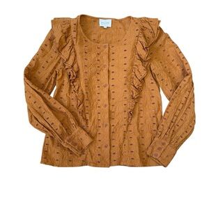 Sezane Embroidered Blouse | Saffron | size 38 | 100% Cotton